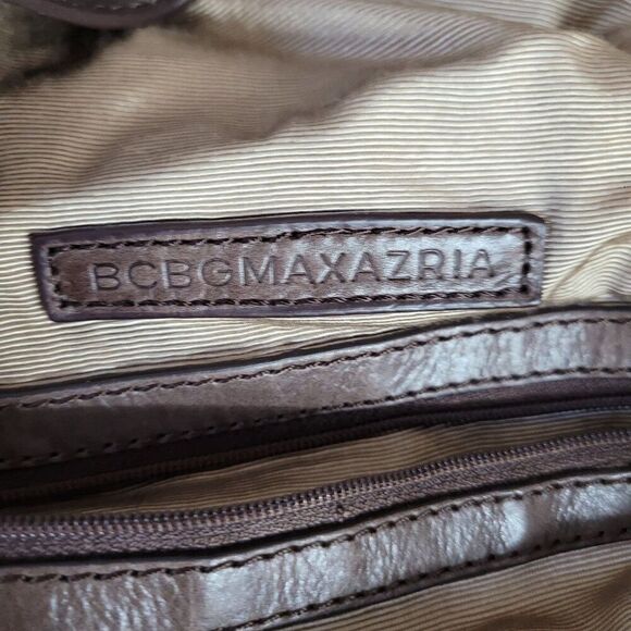 BCBGMAXAZRIA Black Leather Duffle Bag Travel Overnight Gym Weekend Tote Pockets - Picture 16 of 16